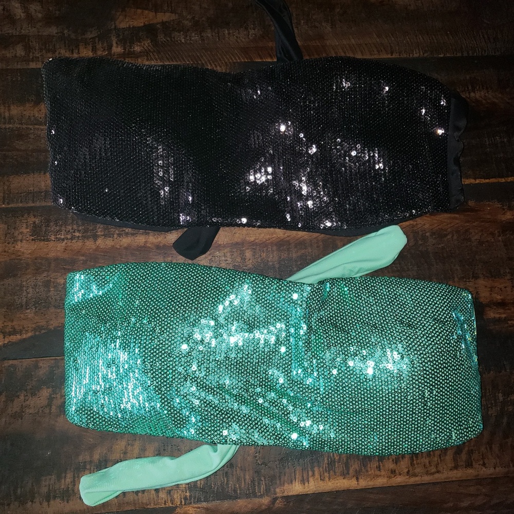 Set of Black and Green Swimsuit Tops